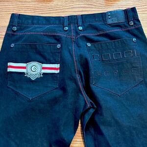 Coogi Jeans 42x35Embroidered Black Baggy Wide Leg Hip-Hop Skater  Y2K